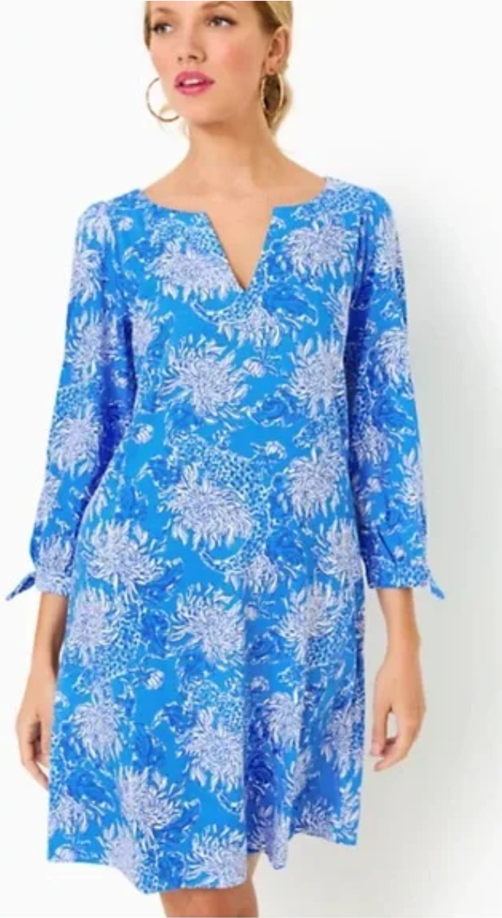 Lilly Pulitzer Cath Dress S NWOT Boca Blue Croc And Lock It Coastal Floral Prep
